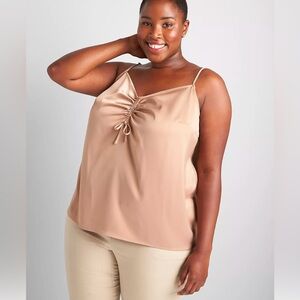 Lane Bryant Size 18 NWT V Neck Cami With Shirred Details Amphora Color